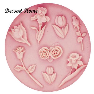 China Sustainable Silicone Rose Flower Molds - Cake Sugarcraft Chocolate D0002 Design - Cake Decorating Tools - Polymer Clay Candy Molds for sale