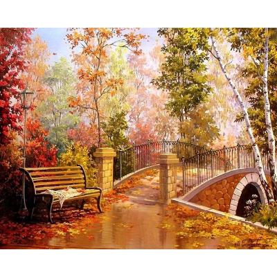 China CHENISTORY 991268 Maple Arch Bridge DIY Acrylic Paint By Numbers Kit Landscape Acrylic Paint By Numbers On Canvas Painting for sale