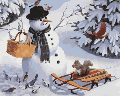 China CHENISTORY 99519 Classic Painting By Numbers Pictures Oil Snowman For Wholesale No Sight Canvas Painting for sale