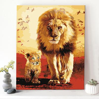 China CHENISTORY 99190-Y Classic Animals Paintings BT Lions Family By Numbers On Canvas With Frame For Adult Wholesale for sale