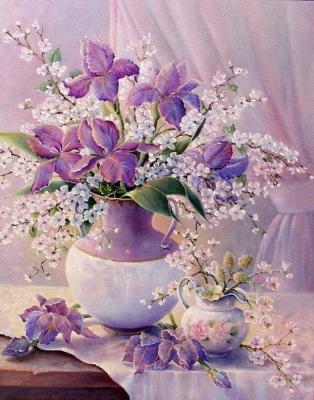 China CHENISTORY 991281 Digital Oil Painting Classical Hand Painted Purple Flower No Frame For Kits for sale