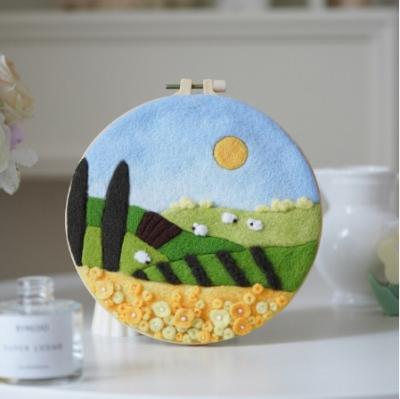 China CHENISTORY DIY Modern Wool Felting Painting With Embroidery Frame Needle Wool Painting Handmade Picture For Home Decors Crafts Gift for sale