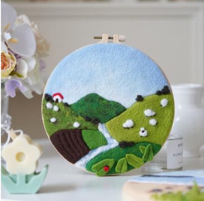 China CHENISTORY DIY Modern Wool Felting Painting With Embroidery Frame Needle Wool Painting Handmade Picture For Home Decors Crafts Gift for sale