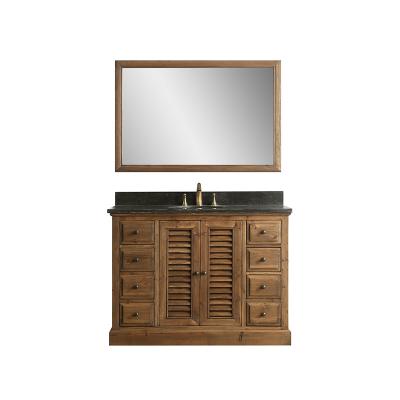 China Traditional Factory Modern Design 50 Inch Distressed Pine Wood Bathroom Vanity Cabinets Sink Basin Ceramic Bathroom Cabinet for sale