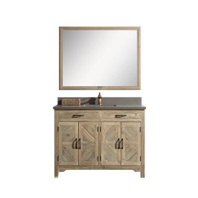 China Factory Wholesale High Quality Mid Century Distressed Solid Wood 48 Inch Bathroom Vanity Combo With Sink for sale