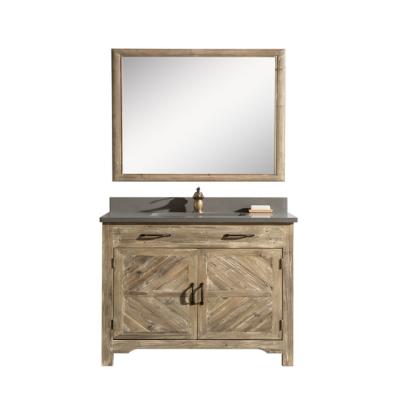 China Modern Antique Style Recycled Old Cabinet Reclaimed Wooden Distressed Bathroom Vanity for sale