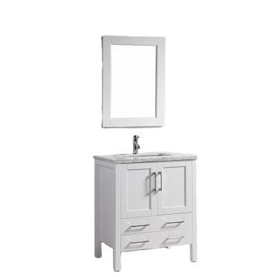 China 30 Inch European Traditional Hotel Bathroom Solid Wood Modern Floor Mounted Vanity With Ceramic Vessel Sink for sale