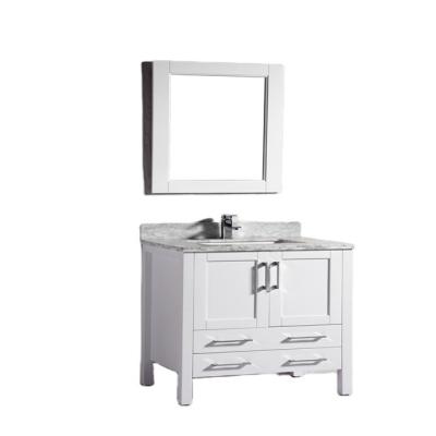 China European Small Size Solid Wood Painting Bathroom Cabinet With Marble Countertops for sale