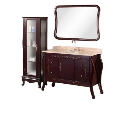 China Retro Solid Wood Countertop Bathroom Cabinet Hotel Bathroom Vanity Modern Luxury Exquisite Marble Cabinet for sale