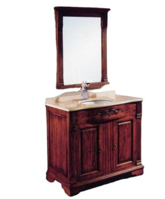 China Retro Solid Wood Countertops Bathroom Cabinet Waterproof Luxury Natural Stone Wood Vein Bathroom Furniture for sale