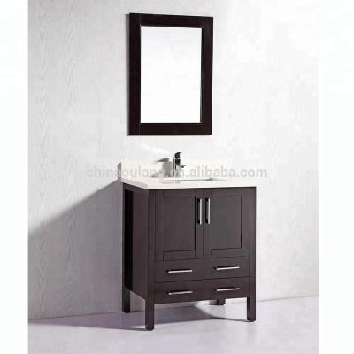 China Traditional Espresso Or Black Color Quartz Top Bathroom Furniture for sale