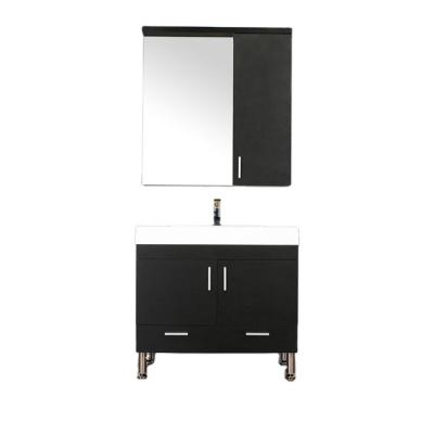 China Modern Black Bathroom Cabinet Melamine Veneer Floor Standing Bathroom Furniture for sale