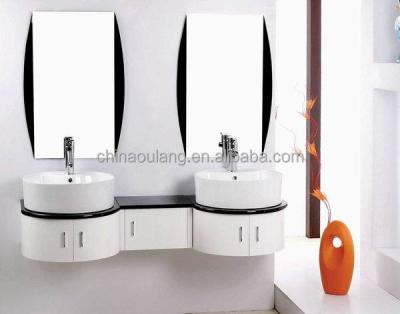 China PVC Double Sink Bathroom Vanity Mirror Modern Bathroom Cabinet With Mirror for sale