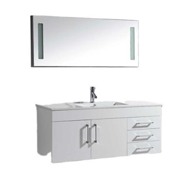 China Fashion Modern Style White PVC Coated MDF Bathroom Furniture Freestanding Wall Mounted Bathroom Cabinet for sale