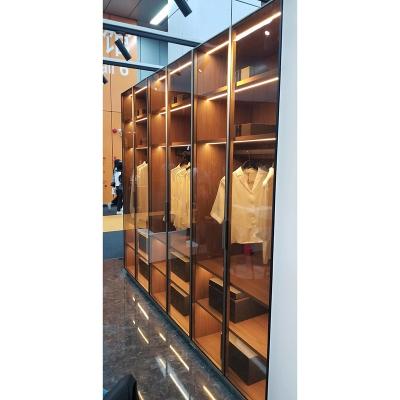 China Modern Modern Bedroom MDF Wooden Clothing Storage Aluminum Wardrobe Cabinet for sale