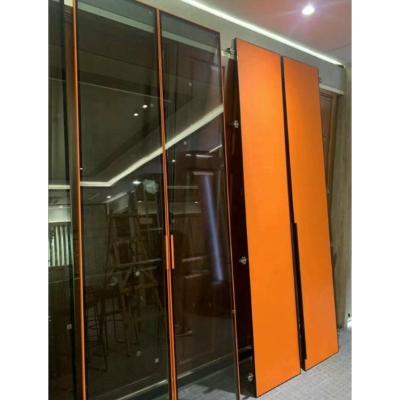 China Modern Aluminum Sliding Wardrobe Door Designs Faux Leather Covered Wardrobe Door for sale