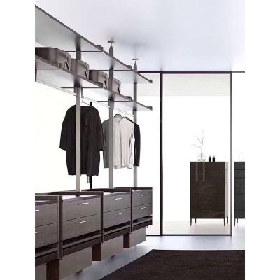 China (Height)Adjustable Single Walk In Cabinet Aluminum Bedroom Wardrobe Closet For Clothes for sale