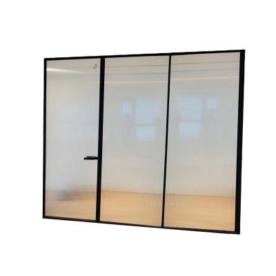 China New Modern Design Bedroom Aluminum Sprayed Tempered Glass Partition Wire Glass Led Light Sliding Door for sale