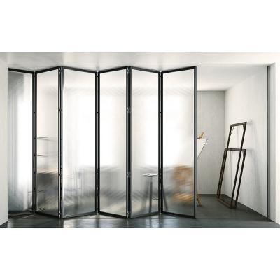 China Modern Folding Door System Partition Door Aluminum Interior Sliding Glass Philippines Black Glass Customized Size Customized Size for sale