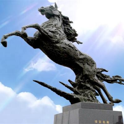 China China Garden Outdoor Decoration Giant Rearing Bronze Bucking Wild Horse With Base Sculpture for sale