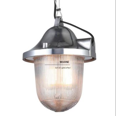 China Industrial Outdoor Waterproof Iron E27 Vintage Pendant Light Glass Chandeliers for sale