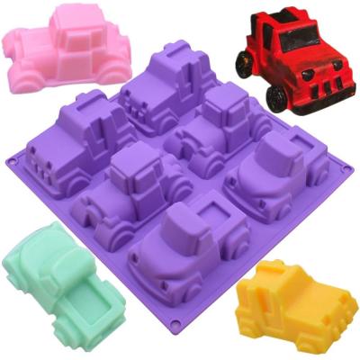 China Viable Cake Pan Muffin Cups Handmade 6 Truck Jeep Car Shape Silicone Cake Baking Mold Soap Molds Ice Cube Tray Molds for sale