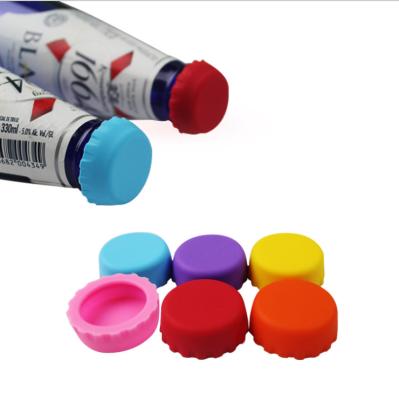 China LOGO Silicone Beer Bottle Caps Non-Refillable Crown Soda Water Bottle Saver Caps Custom Printing Wine Cap 30mm for sale