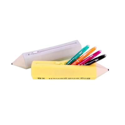 China Eco-friendly Silicone Pouch Case With Pencil Shape Unique Soft Custom Silicone School Pencil Case With Zipperfor Cute Nylon School Supplie for sale