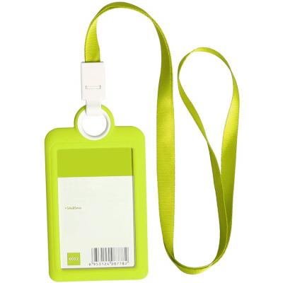 China Fashionable Vertical Badge Holder ID Silicon Card Holder With Lanyard Neck Strap Heavy Duty ID Card Business Card Holder Office Supplies for sale