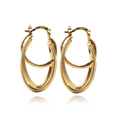 China CLASSIC Triple Line Rope Designer Hoop Earrings Gold Designer Brands Fashion Engagement Girlfriend Gift Oval Earrings for sale