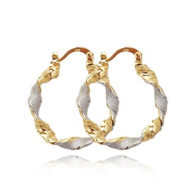 China CLASSIC Double Color Twist Hoop 18k Gold Color With Rope Twisted Hoop Silver Plated Earrings for sale