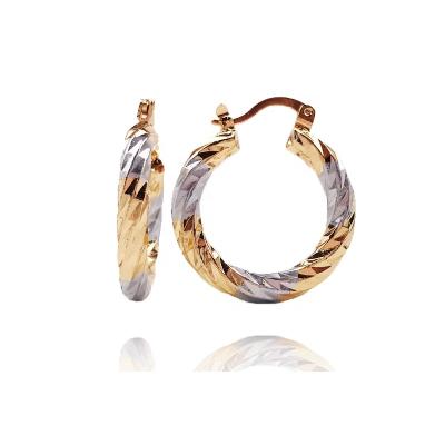 China Professional Haohan CLASSIC Jewelry Hoop Earring 25mm Two Tone Gold And Silver Hoop Earrings For Women 2021 for sale