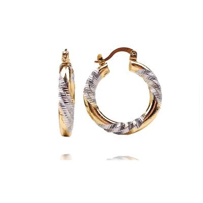 China CLASSIC small earrings 25mm two color plated silver and gold color women's circle earrings customization small for sale