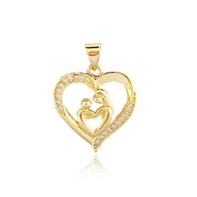 China Fashion 18k Gold Plated Jewelry Romantic Heart Shaped Pendant Charm Mother and Baby Love Mom Gift for sale