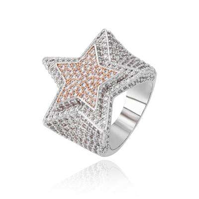 China Hiphop Chinese Guangzhou Ring Star Shaped Colorful Gold Plated Star Ring for sale