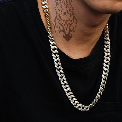 China Gold Hiphop Mens Hip Hop Full CZ Pint Iced Out Cuban Link Hitter Miami Style Chocker Chain for sale