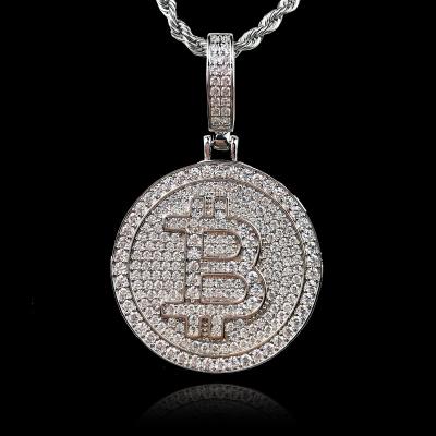 China Hiphop Round Letter B Full Of CZ Stones Pave Hip Hop Iced Out Charm Pendant Silver Plated Hip Hop Pendant for sale