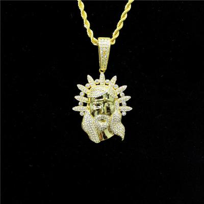 China Hiphop Jesus Jewelry Hip Hop Brass + AAAAA CZ Stones Plated Jesus Piece Christ Pendant Charm for sale