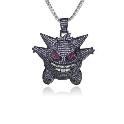 China Small Size Hiphop Men's Jewelry Pokemon HipHop Style Themed Pendants Price Cheap Purple Color Gengar Pendant for sale