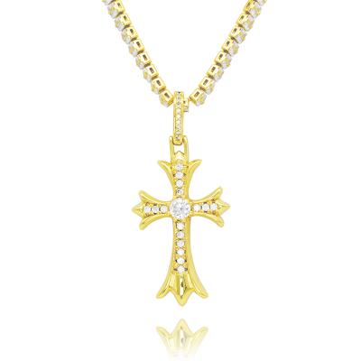 China Hiphop Day 3 Deliver Custom AAA Zircon Christ Cross Pendant Crucifix Pendant Necklace for sale