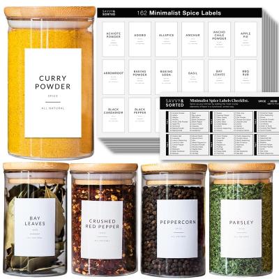 China Other Custom Jar Set Bottle Kitchen Pantry Private Labels Spice Matte Packaging Labels Waterproof For Jar for sale