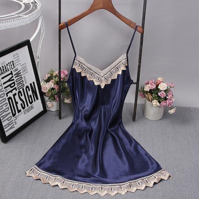 China QUICK DRY sexy silk nightwear lady's popular Europe America popular silk nightwear body dress sleep nightgown for sale