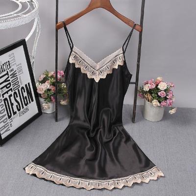 China Sexy Girls Nightgown QUICK DRY Nightgown Women's Sleep Dress Silk Lace Sleepwear for sale