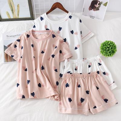 China Wholesale Shortsleeve summer cotton QUICK DRY pajamas set for outwear available for women for sale