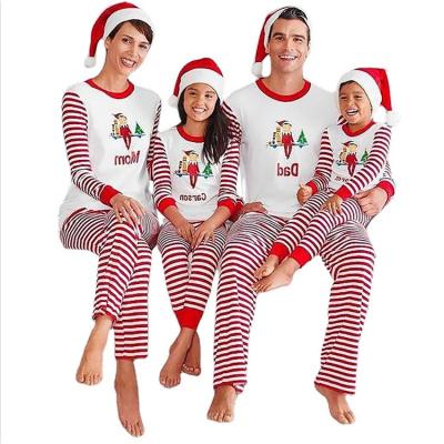 China 2022 QUICK DRY Mom Dad Kids Stripes Christmas Red Cotton Elf Long Sleeve Sleepwear Family Matching Wholesale Christmas Pajamas for sale