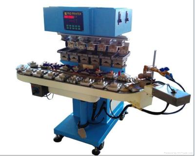 China Factory 6 Colors Open Ink Well Pad Printing Machine With Flame Treatment For Bottle Caps for sale