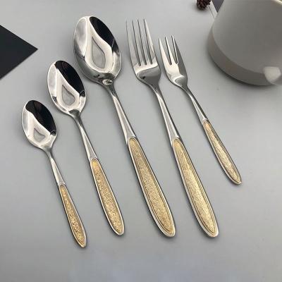 China Viable Oriental Large Flatware Flatware Swayback Luxury Gold Shiny Trolley Set Reusable Kitchenware BBQ Good Quality Vintage Metal for sale