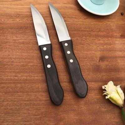 China Disposable Commercial Stainless Steak Knives India Leaf Spread Maple Steel Knife Jumbo Red Handle Set Wooden Ketchen Tools for sale