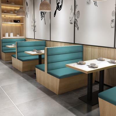 China Modern Hot Sale Double Side Fast Food Restaurant Sofa Solid Wood Restaurant Furniture Set (SP-CS169) for sale