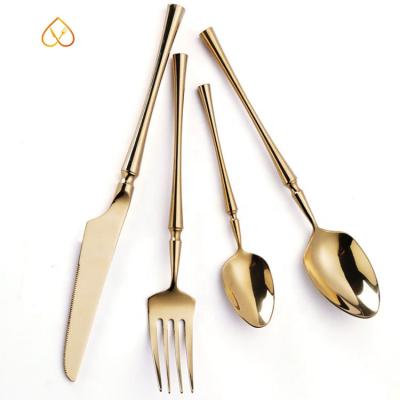 China High Quality Vintage Stainless Steel Gold Wedding Cutlery Set Of Four Sets for sale